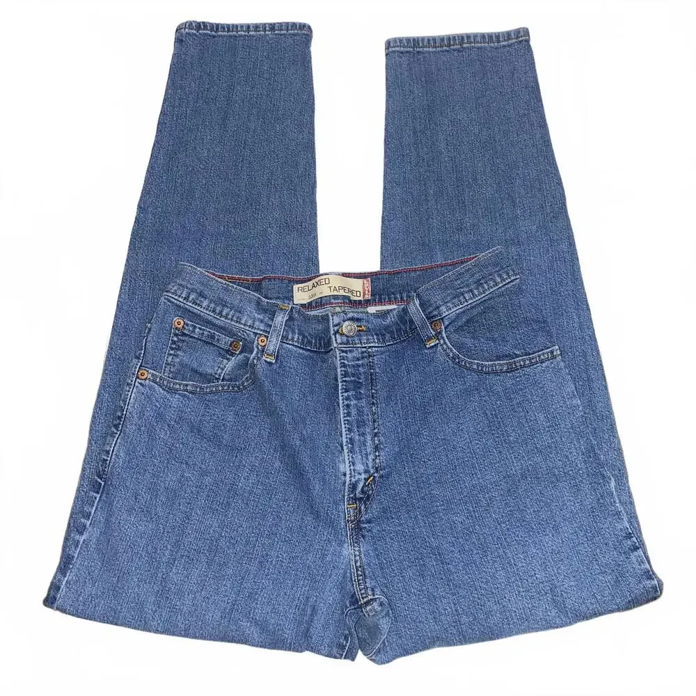 Vintage Levi's tapered straight leg denim jeans womens 12 Y2K 2000s grunge vibes - Picture 2 of 5